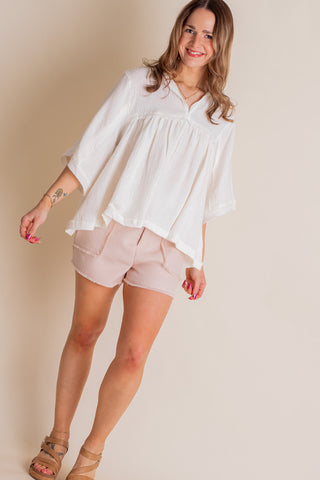 Always On Trend V Neck Babydoll Top *Final Sale*