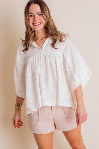 Always On Trend V Neck Babydoll Top *Final Sale*