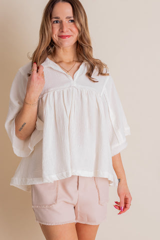 Always On Trend V Neck Babydoll Top *Final Sale*