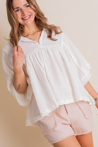 Always On Trend V Neck Babydoll Top *Final Sale*