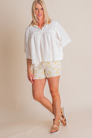 Flora Mid Rise Flower Print Shorts *Final Sale*