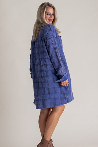 Holding On Oversized Shirt Dress