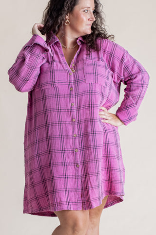 Holding On Oversized Shirt Dress - CURVY *Final Sale*