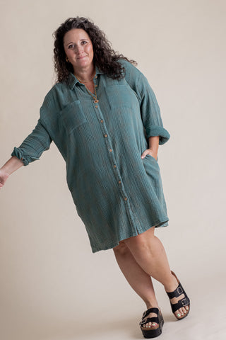 Holding On Oversized Shirt Dress - CURVY *Final Sale*