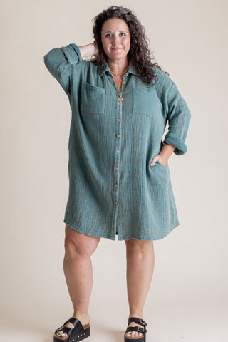 Holding On Oversized Shirt Dress - CURVY *Final Sale*