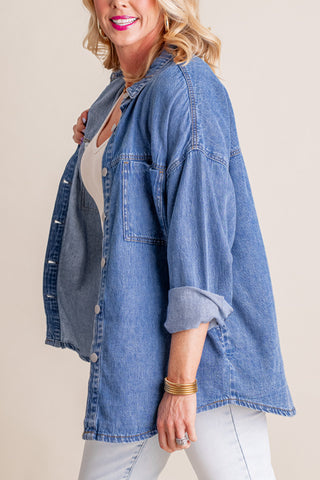 Bring Me Home Oversized Denim Shacket *Final Sale*