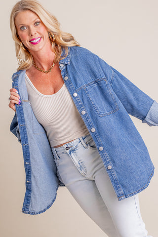 Bring Me Home Oversized Denim Shacket *Final Sale*