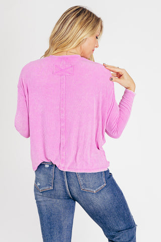 Come Hideaway Ribbed Pocket Top *Final Sale*