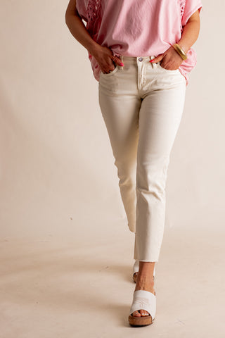 Dove Mid Rise Straight Leg Jeans