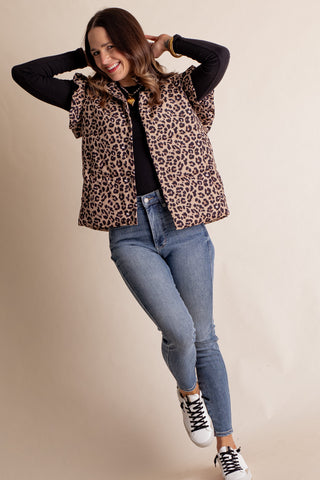 Clara Leopard Puffer Vest