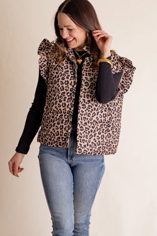 Clara Leopard Puffer Vest