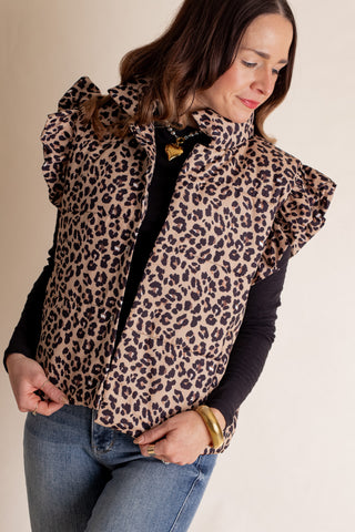 Clara Leopard Puffer Vest