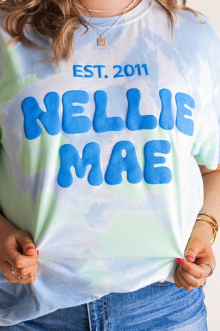 Nellie Mae Puff Logo Tie Dye Tee