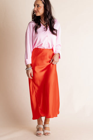 Always Fearless Satin Midi Skirt