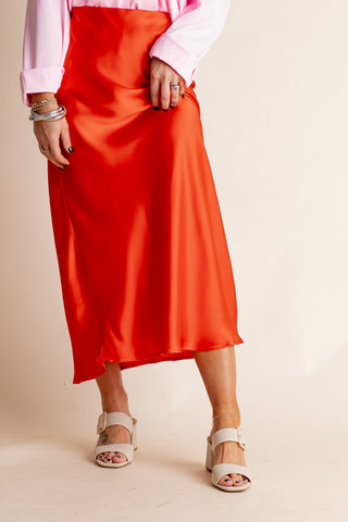 Always Fearless Satin Midi Skirt