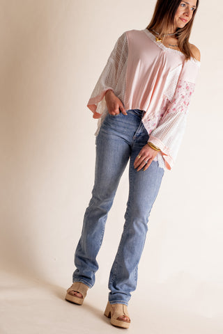 Megan Mid Rise Long Straight Leg Jeans