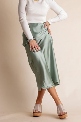 Always Fearless Satin Midi Skirt