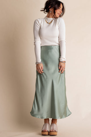 Always Fearless Satin Midi Skirt