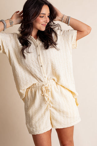 Naturally Gifted Button Down Top and Shorts Set