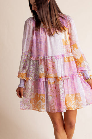 Spring Dreams Mock Neck Tiered Dress