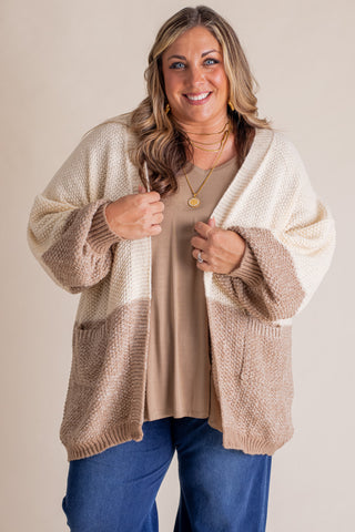 Keep Me Grounded Color Block Cardigan - CURVY