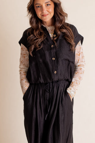 Wilder Days Button Down Top And Wide Leg Pants Set