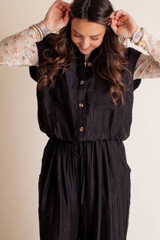 Wilder Days Button Down Top And Wide Leg Pants Set