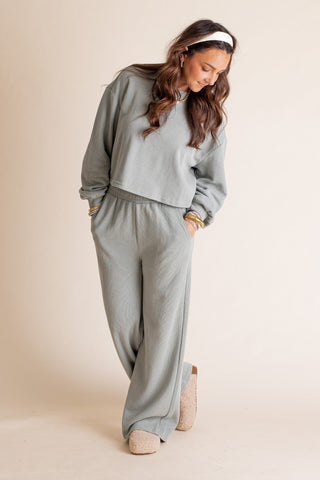 Roll With It Knit Top And Wide Leg Lounge Pants Set