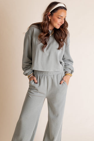 Roll With It Knit Top And Wide Leg Lounge Pants Set