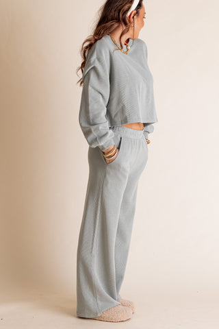 Roll With It Knit Top And Wide Leg Lounge Pants Set