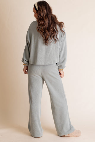 Roll With It Knit Top And Wide Leg Lounge Pants Set