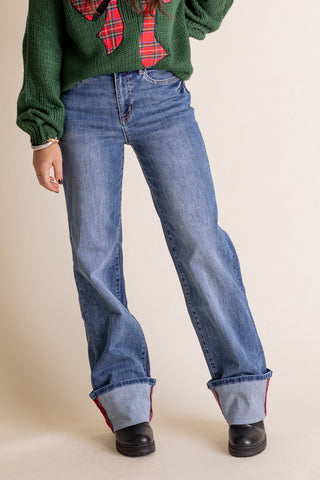 Somewhere Breezy High Rise Wide Leg Cuffed Jeans