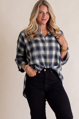 My Baby Flannel Button Down Top *Final Sale*