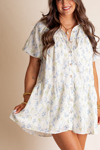 Here We Go Button Down Mini Dress