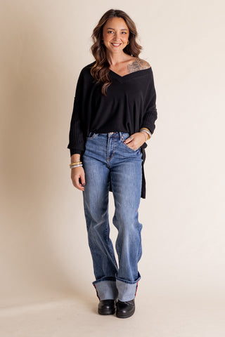 Somewhere Breezy High Rise Wide Leg Cuffed Jeans