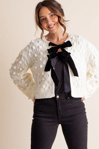 Longer Nights Bow Tie Knit Cardigan *Final Sale*