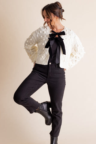 Longer Nights Bow Tie Knit Cardigan