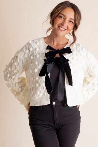 Longer Nights Bow Tie Knit Cardigan