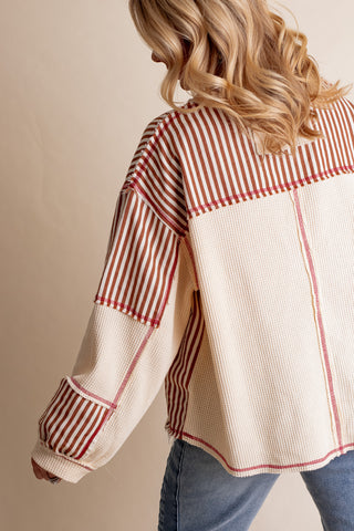 Lost In Time Stripe Oversized Thermal Top