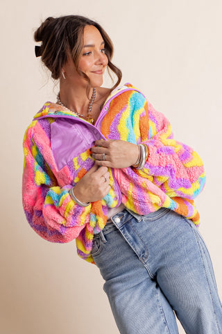 Beloved Multi Colored Fleece Jacket