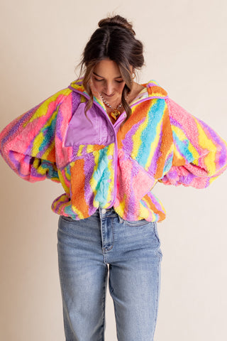 Beloved Multi Colored Fleece Jacket