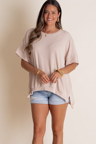 Feeling Like This Urban Ribbed Short Sleeve Top