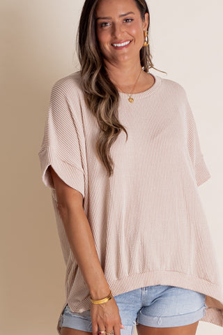 Feeling Like This Urban Ribbed Short Sleeve Top