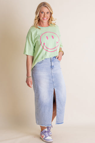 Smiling Ear To Ear Washed Top *Final Sale*