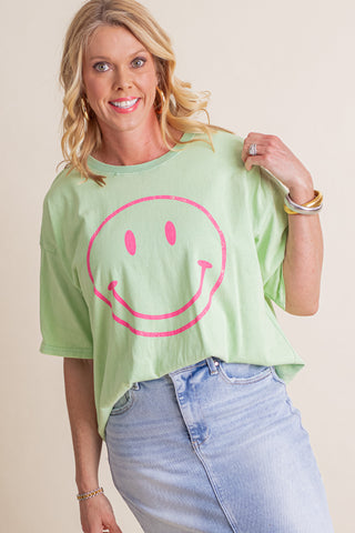 Smiling Ear To Ear Washed Top *Final Sale*