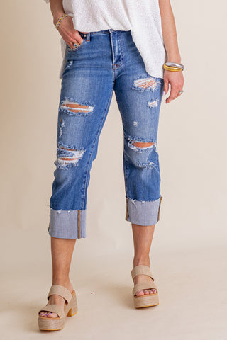 Neely Mid Rise Cuffed Capris *Final Sale*