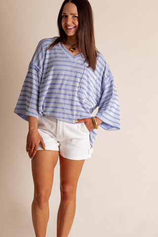 Only Go Forwards Striped V Neck Top