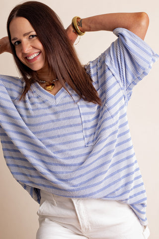 Only Go Forwards Striped V Neck Top