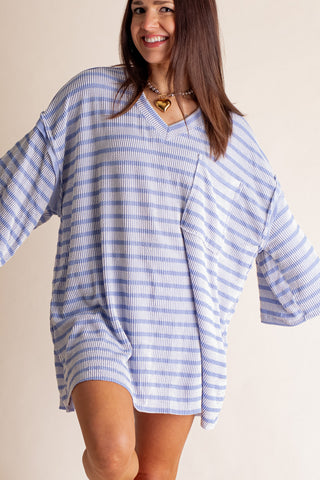 Only Go Forwards Striped V Neck Top