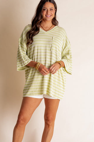 Only Go Forwards Striped V Neck Top